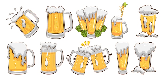 Gesetztes Grafisches Clipart Design Des Bierkrugvektors Premium Vektor