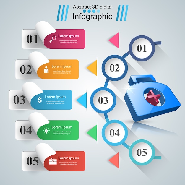 Gesundheitssymbol Medizinische Infographic 3d Premium Vektor