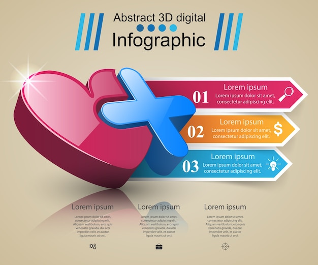 Gesundheitssymbol Medizinische Infographic 3d Premium Vektor