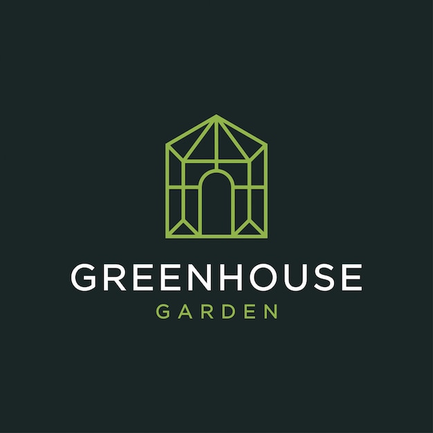Gewächshaus-logo-design-konzept. universelles gewächshaus-logo. Premium Vektoren