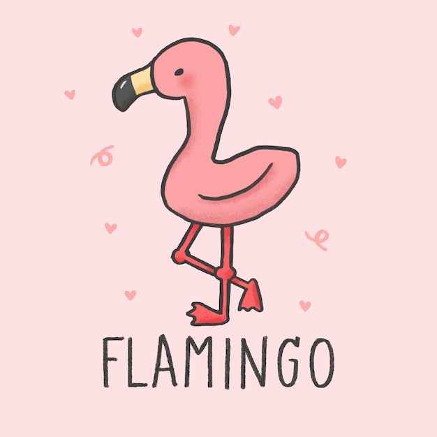 Gezeichnete Art Der Netten Flamingo Karikatur Hand Premium Vektor