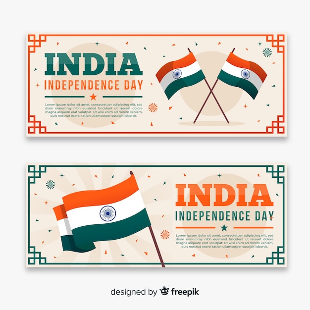 Glückliche indien-unabhängigkeitstagfahnen Kostenlosen Vektoren