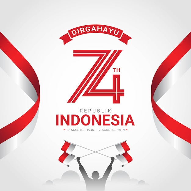 Glückliche indonesien-unabhängigkeitstaggrußkarte Premium Vektoren