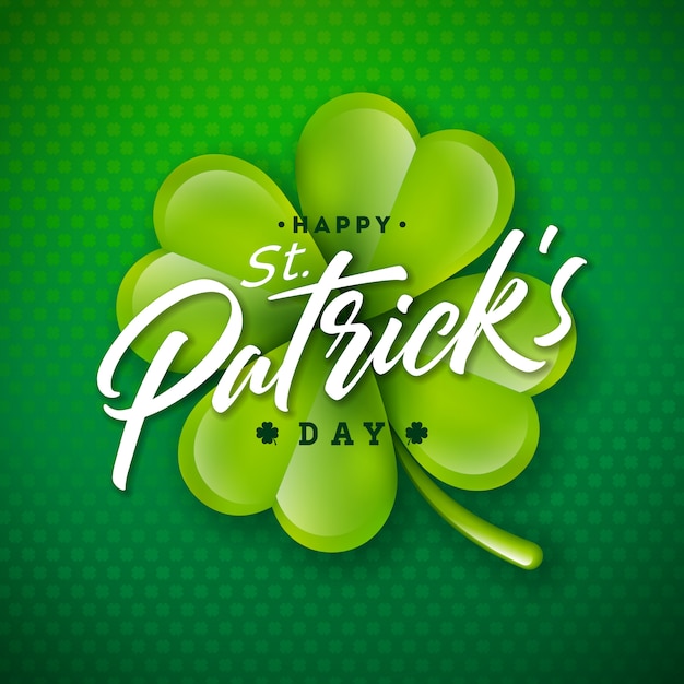 Glückliches st. patrick's day design mit grünem klee Premium Vektoren