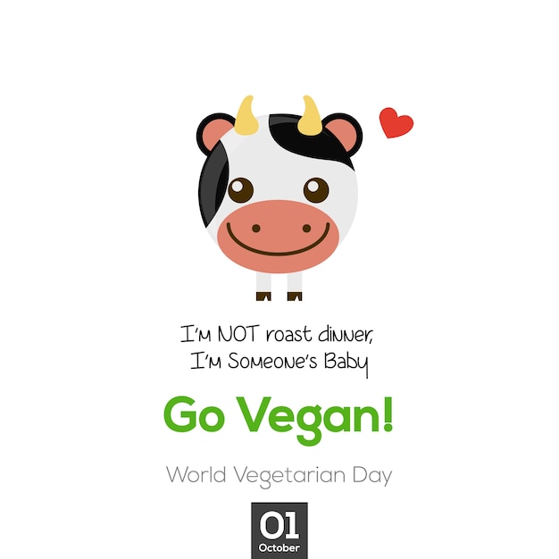 Go Vegan Vector Illustration Und Vektor Tier Premium Vektor