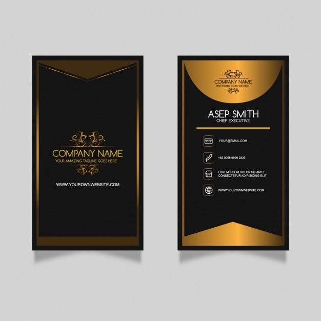 Goldene Visitenkarte Design Kostenlose Vektor