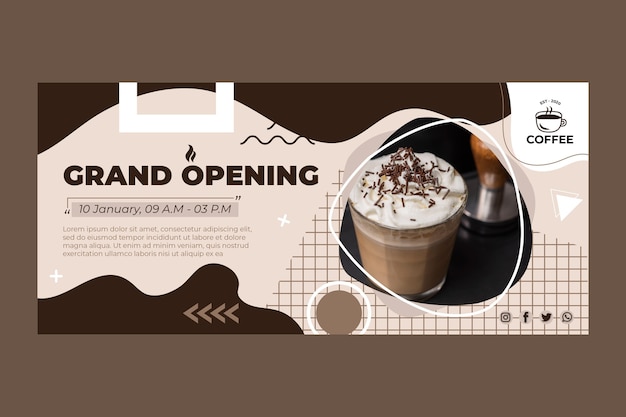 Grand opening kaffee banner | Kostenlose Vektor