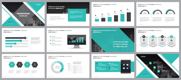 Grune Business Prasentation Seitenlayout Entwurfsvorlage Premium Vektor