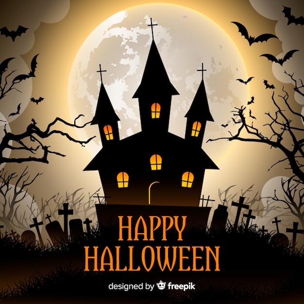 Gruseliger halloween  hintergrund mit realistischem design 