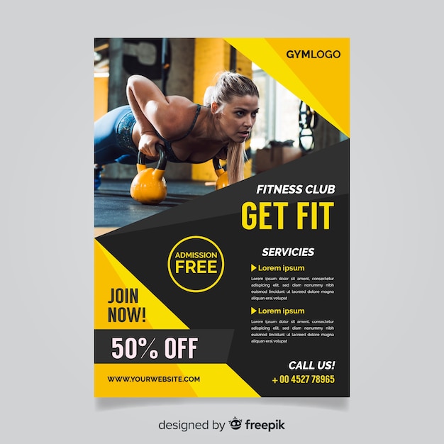 Gym Flyer Vorlage Mit Foto Kostenlose Vektor