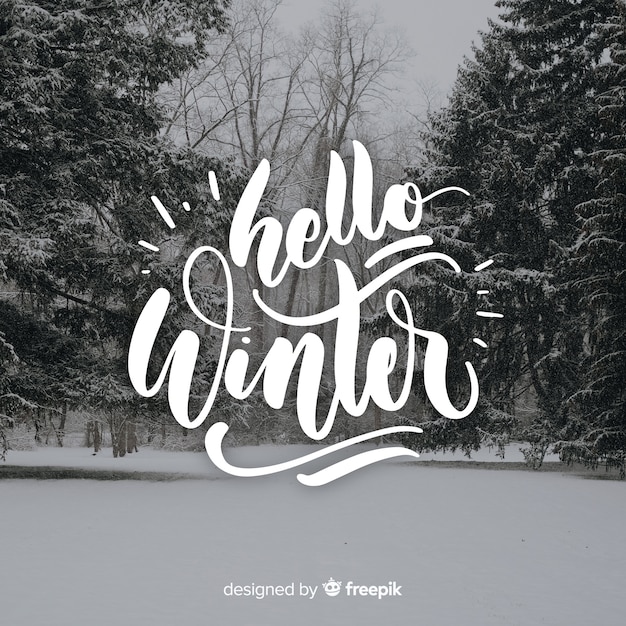 Hallo winter schriftzug Kostenlosen Vektoren
