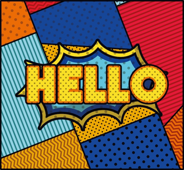 Hallo wort pop-art-stil ausdruck Kostenlosen Vektoren