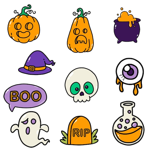 Halloween-clipart, kunstgrafik | Premium-Vektor