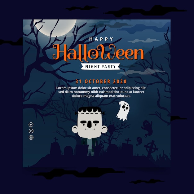 Kostenlos Vektor Halloween Flyer Vorlage Konzept