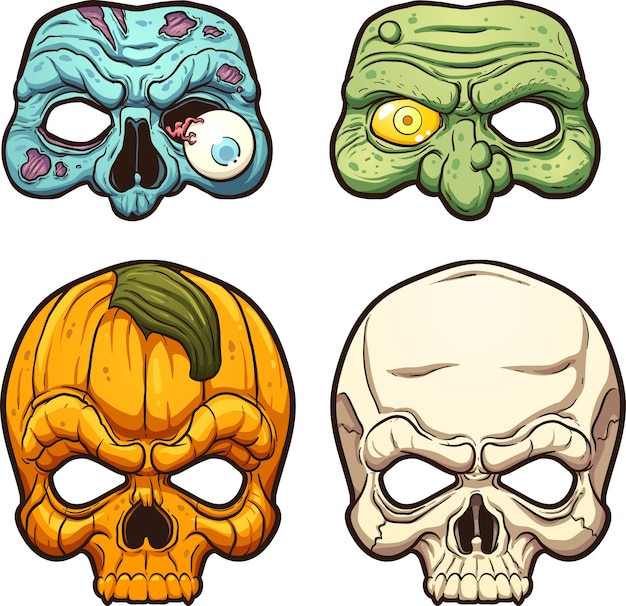 Halloween masken  Premium-Vektor