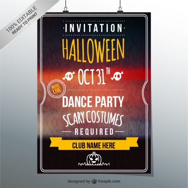 Kostenlos Vektor Halloween Party Einladung Vorlage