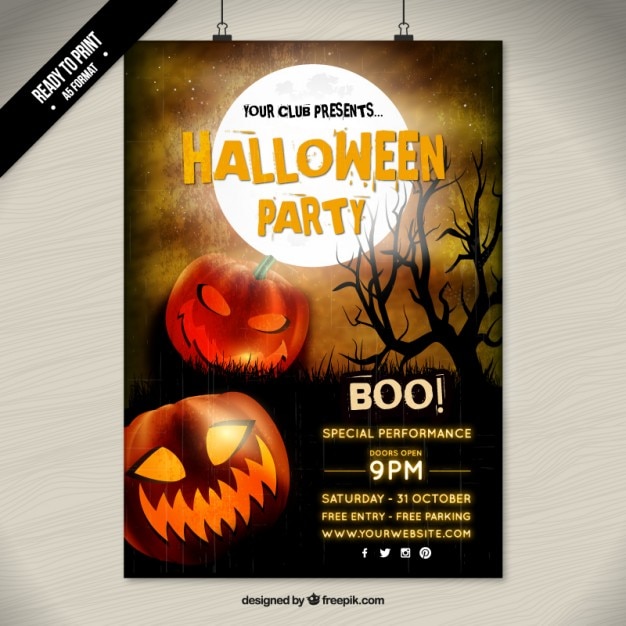 Halloween Party Plakat Einladung Kostenlose Vektor