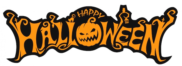 Premium Vektor Halloween Schriftzug Mit Kurbis