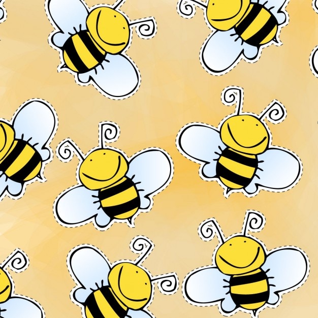 Hand Gezeichnet Doodle Biene Hintergrund Kostenlose Vektor