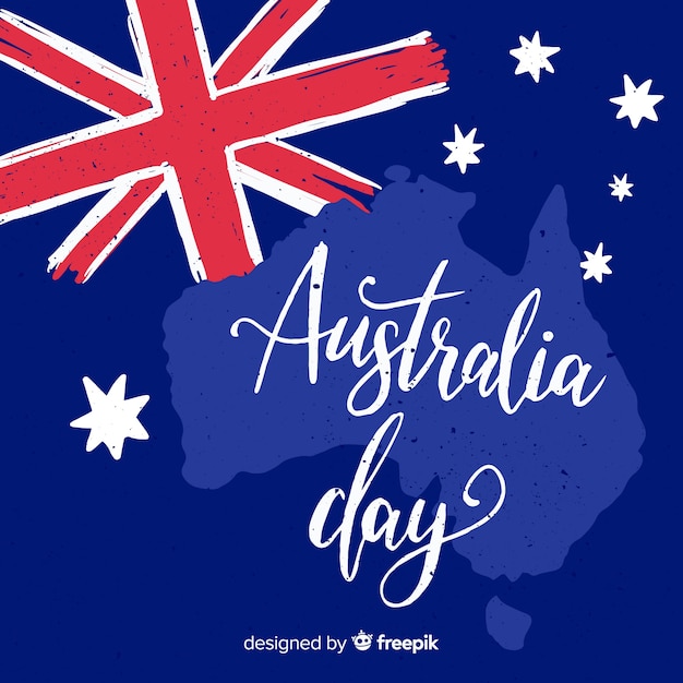 Hand gezeichneter australien-tageshintergrund Kostenlosen Vektoren