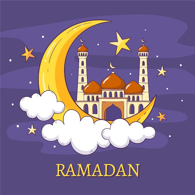 Hand designramadan Kostenlose Vektor