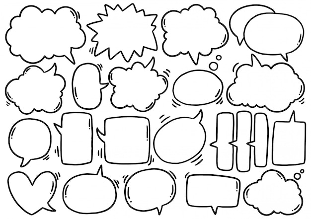 Hand satz der niedlichen sprechblase mit text