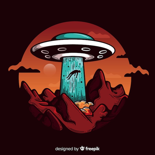 Hand gezeichnetes ufo-abduktionskonzept | Download der ...