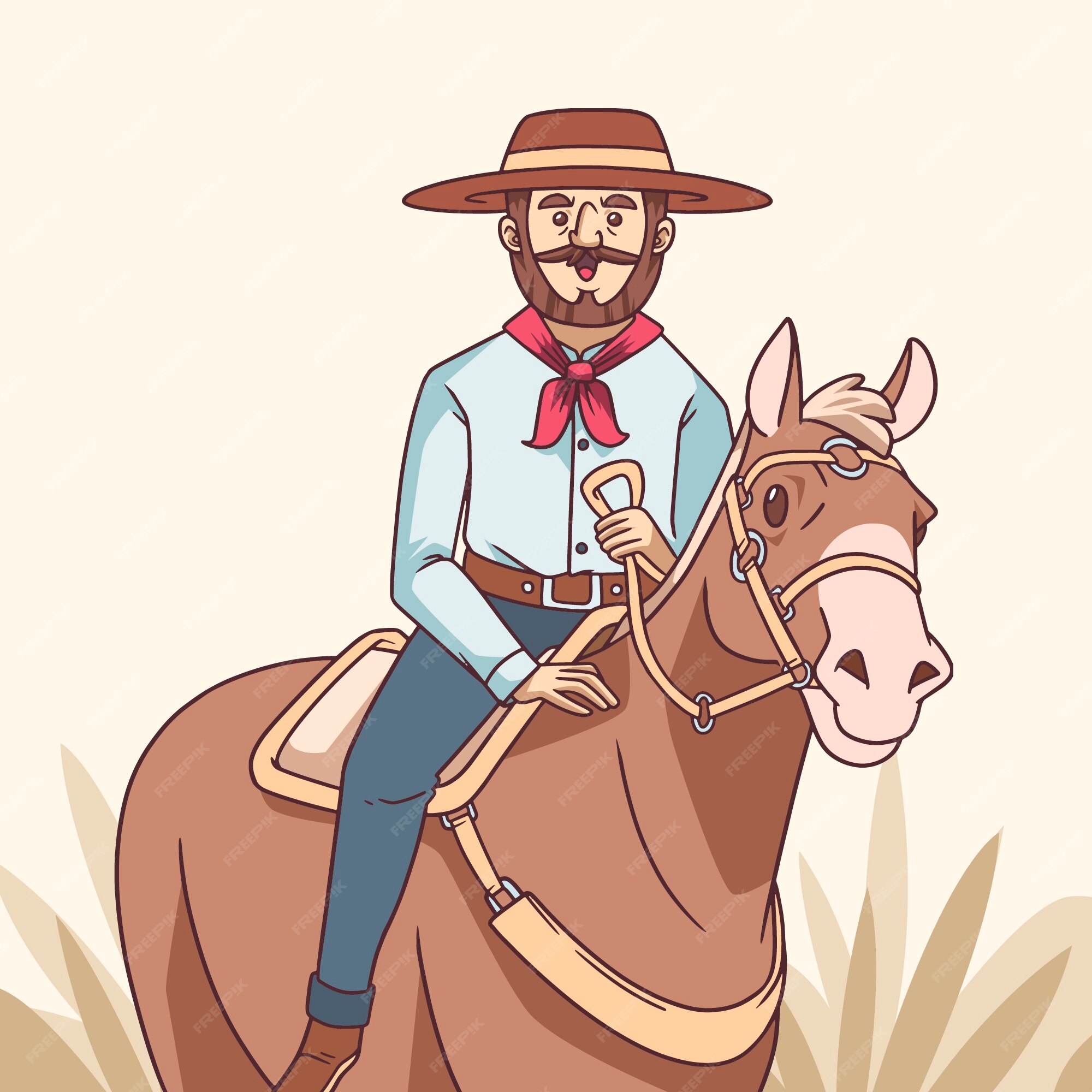 Handgezeichnete Gaucho Cowboy Illustration Kostenlose Vektor