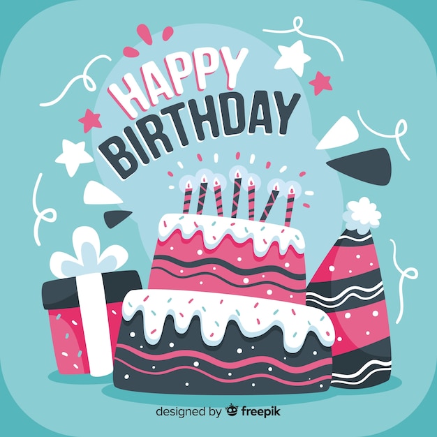 Handgezeichnete geburtstag hintergrund Kostenlosen Vektoren