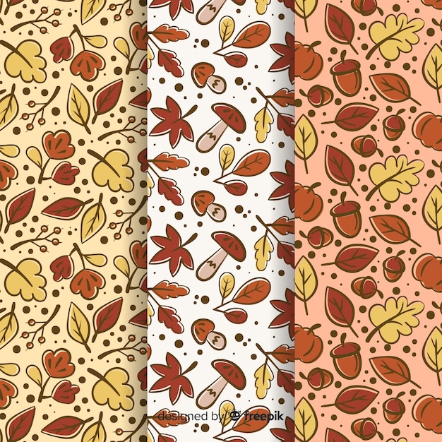 Handgezeichnete herbst musterkollektion Kostenlosen Vektoren
