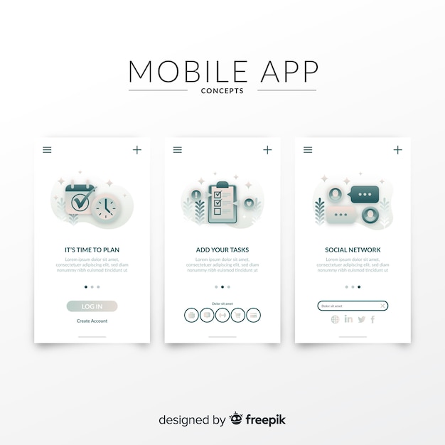 Handgezeichnete mobile app banner vorlage Kostenlosen Vektoren