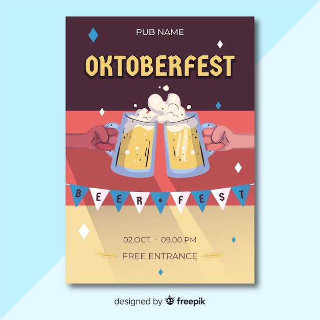 Handgezeichnete Oktoberfest Flyer Vorlage Kostenlose Vektor