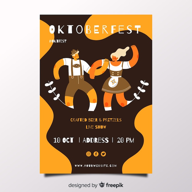 Handgezeichnete oktoberfest plakat vorlage | Kostenlose Vektor