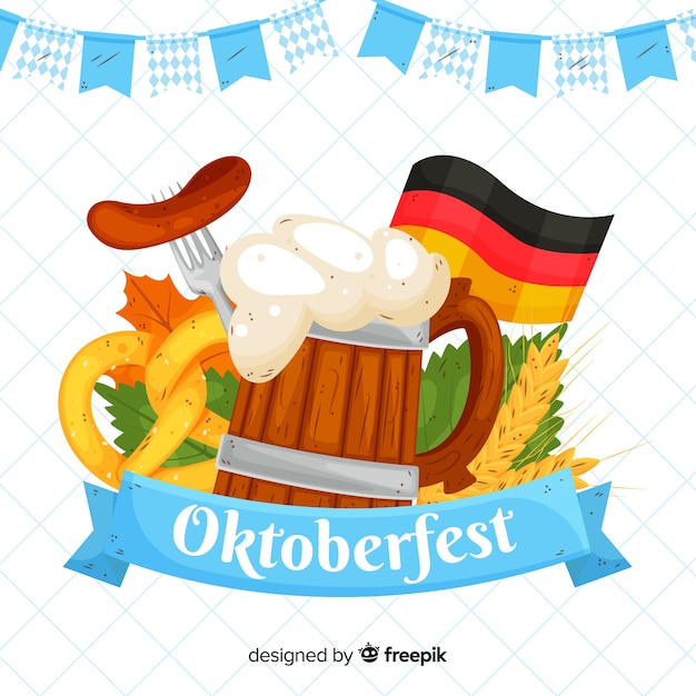 Handgezeichnete Oktoberfest Plakat Vorlage Kostenlose Vektor