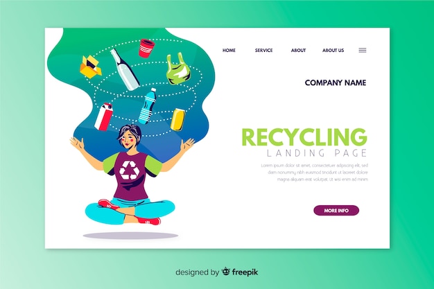 Handgezeichnete recycling landingpage vorlage Kostenlosen Vektoren