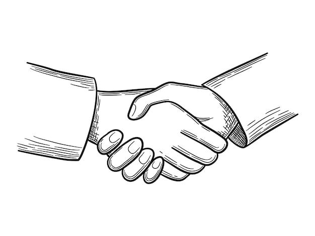 Handshake-skizze. geschäftskonzept leute handshakes vektor kritzeleien.  illustration handshake geschäftskooperation, handskizzenzeichnung |  Premium-Vektor