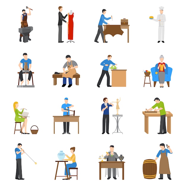 Handwerker Icons Flat Kostenlose Vektor