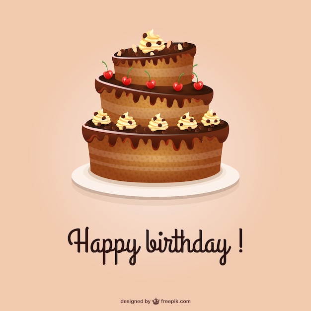 Happy Birthday-Karte mit Kuchen | Download der kostenlosen Vektor