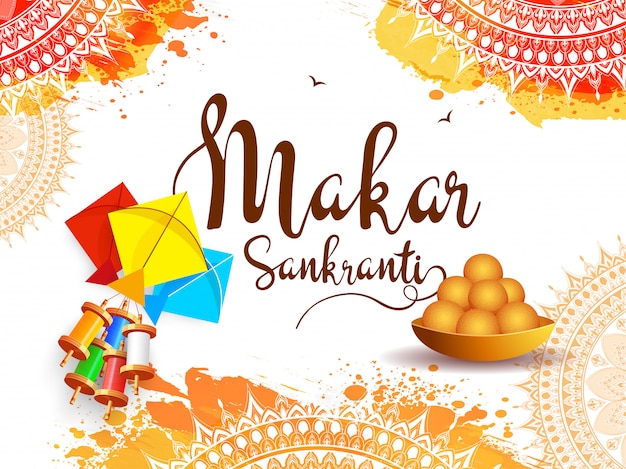 Happy makar sankranti hintergrund. Premium Vektoren