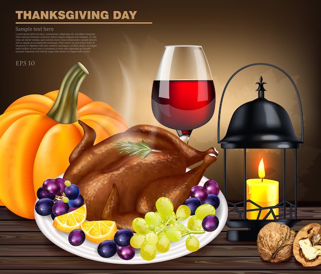 Happy thanksgiving-truthahn-menü | Premium-Vektor