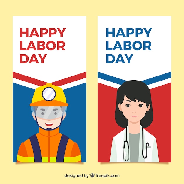 Happy work day banner sammlung | Download der kostenlosen Vektor