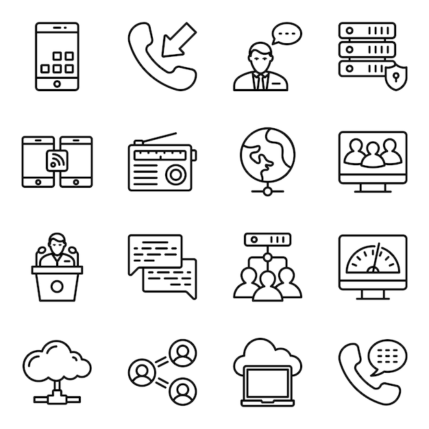 Hardware-netzwerke line icons pack Premium Vektoren