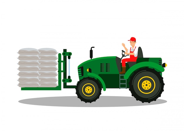 Heimwerker in der mechanischen lader-flachen illustration Premium Vektoren