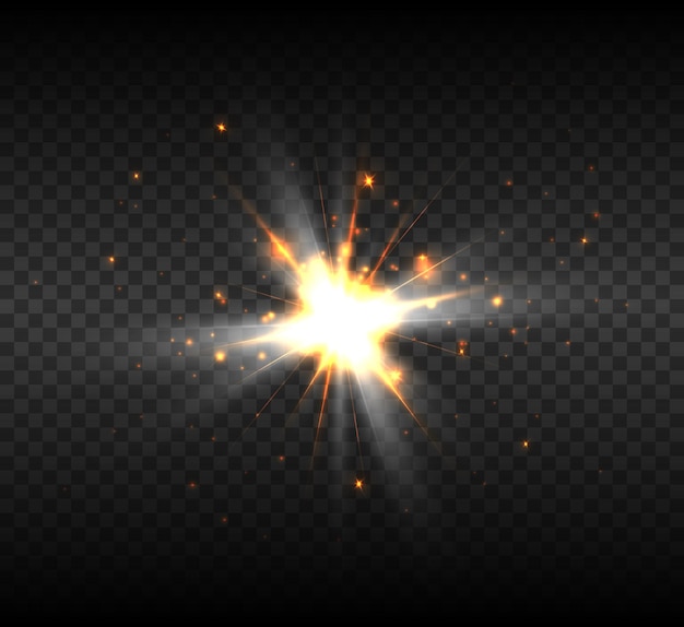 Heller Lichtblitz Mit Linseneffekten Und Strahlen Premium Vektor