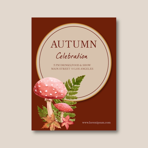 Herbst motto poster mit pflanzen Kostenlosen Vektoren