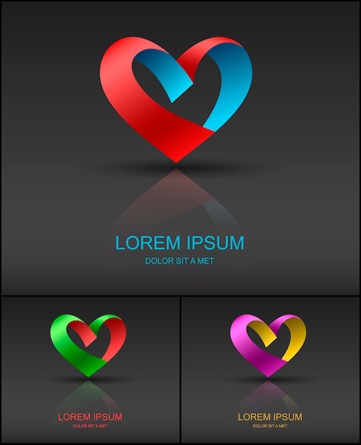 Herz Valentine Band Logo Design Vorlage Premium Vektor