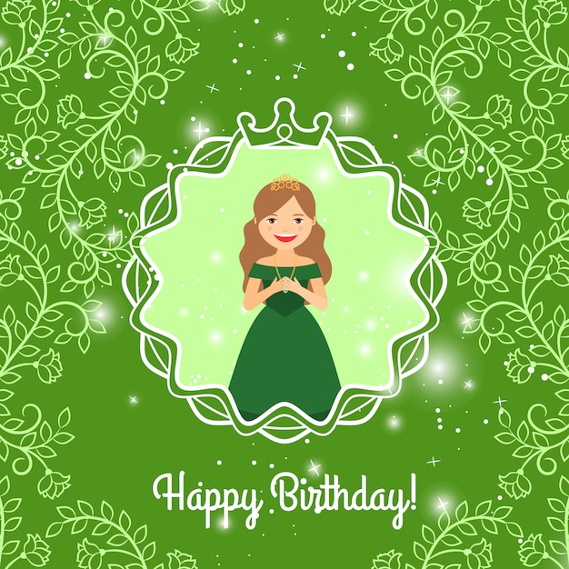 Herzlichen glückwunsch zum geburtstag mit prinzessin Premium Vektoren