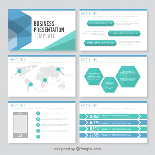 Hexagonal Business Prasentationsvorlage Premium Vektor