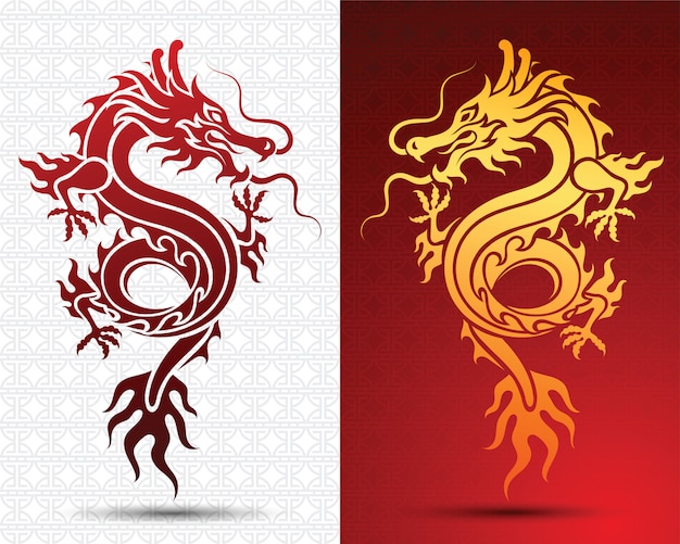 Hinese drache Premium Vektoren