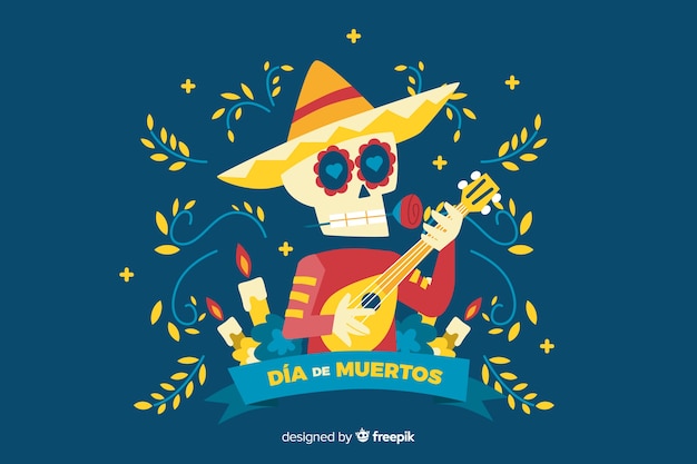 Hintergrund dia de muertos im flachen design Kostenlosen Vektoren
